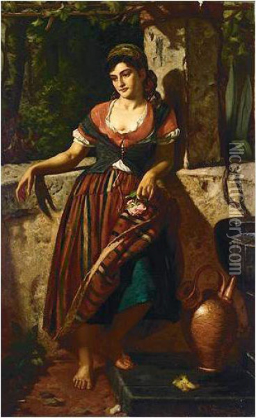A Girl Of Maderia Oil Painting - William Hay