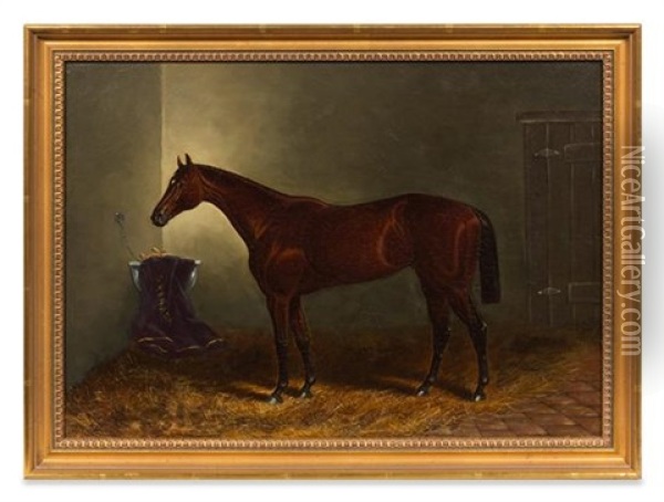 Portrait Of The Racehorse Grenada, 1879 Oil Painting - Henry Stull