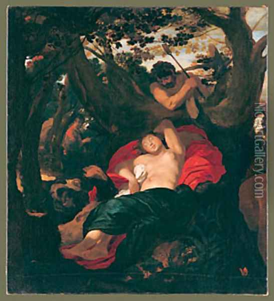 Nymph and Shepherd ca 1625 Oil Painting - Johann Liss