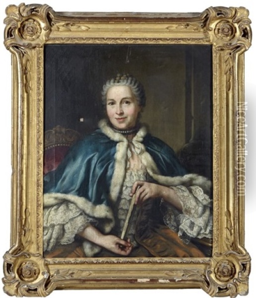 Portrait De Claudine Flachon, Fille De Pierre Flachon Echevin De Lyon Oil Painting - Donat Nonotte