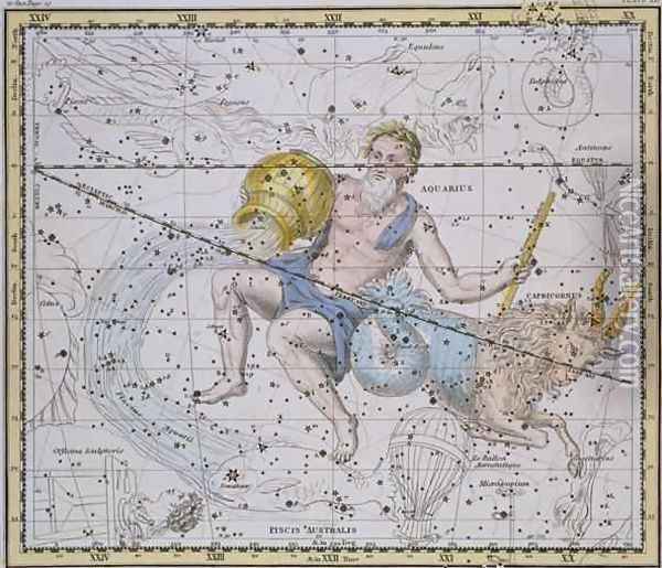 Aquarius and Capricorn from A Celestial Atlas Oil Painting - A. Jamieson