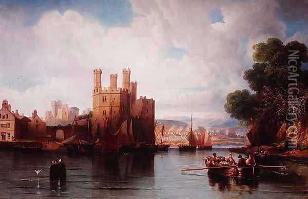 Caernarvon Castle Oil Painting - James Wilson Carmichael