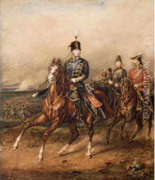His Royal Highness Edward Albert, Prince Of Wales Reviewing The Troops, Dublin, 10 Oil Painting - Henry Thomas Dawson