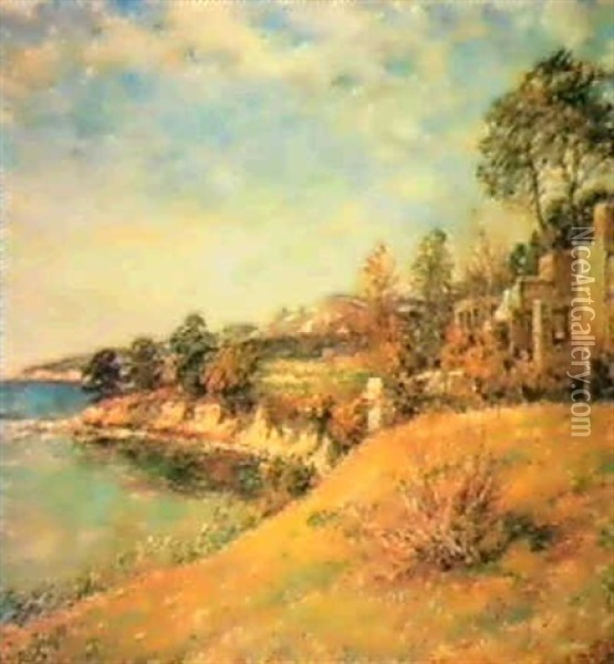 Ruins By The Coast, Provence Oil Painting - Mark William Fisher