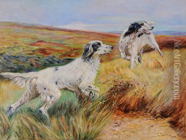 Cani Alla Punta Oil Painting - Lorenzo Cecconi