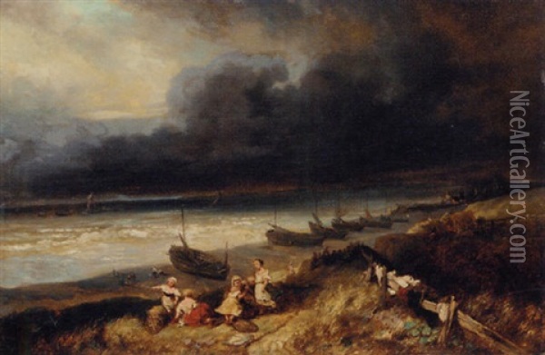 L'approche De L'orage Oil Painting - Louis-Gabriel-Eugene Isabey