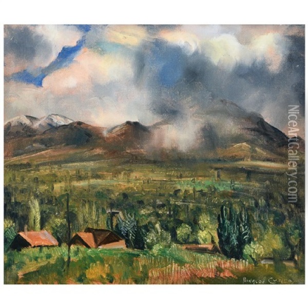 Rainstorm Utah Oil Painting - Rinaldo Cuneo