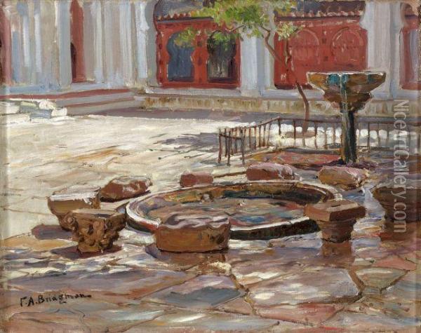 Fontaine Dans Une Cour Oil Painting - Frederick Arthur Bridgman