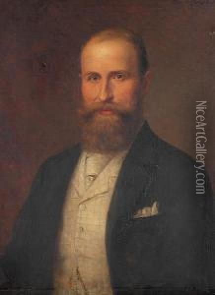 Portrait Of J.f. Ebner Oil Painting - Lajos Bruck