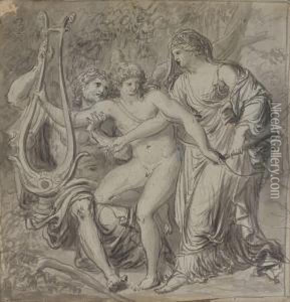 Apollon Et Ses Parents Jupiter Et Latone Oil Painting - Mathieu Ignace van Bree