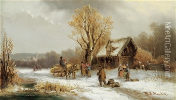 Wintervergnugen Oil Painting - Anton Doll