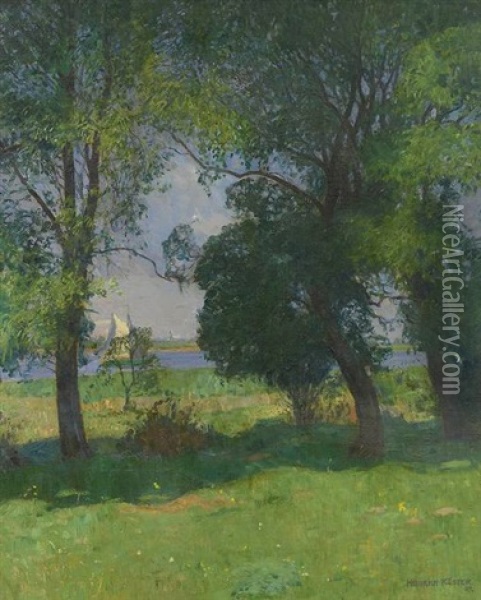 Fruhsommerliche Flusslandschaft Oil Painting - Heinrich Koester