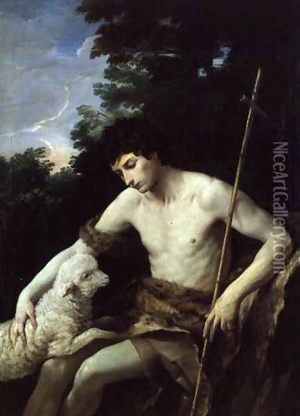 St. John the Baptist in the Wilderness, c.1625 Oil Painting - Guido Reni