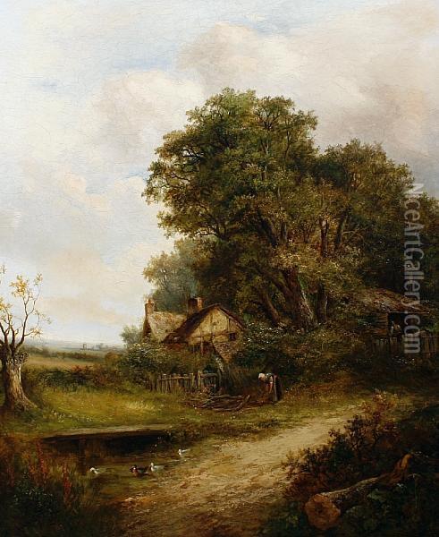 View Near Godalming, Surrey Oil Painting - Joseph Thors