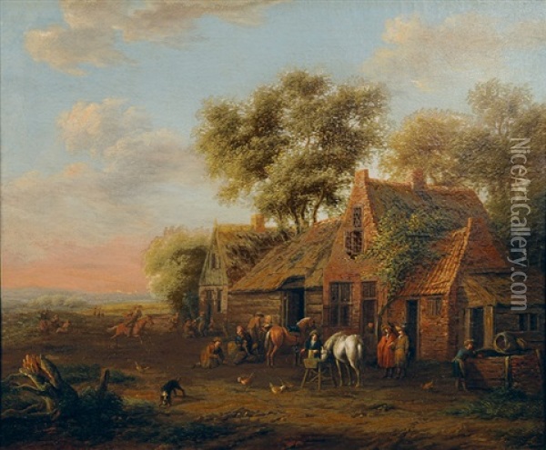 Horseman In Front Of An Inn Oil Painting - Cornelisz van Essen
