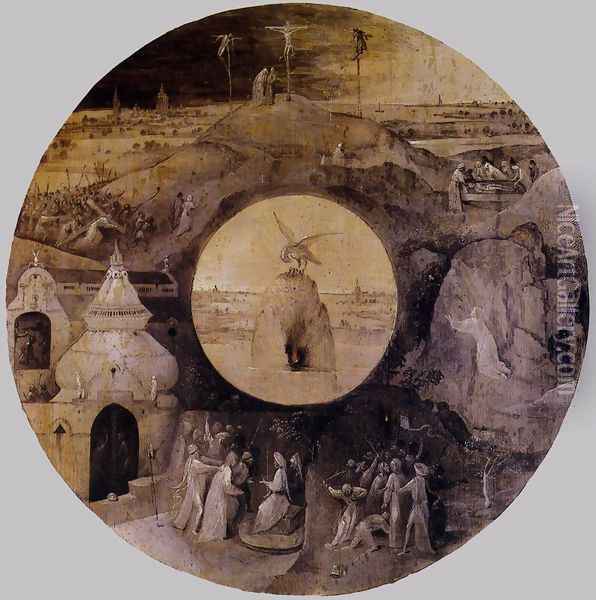 St John the Evangelist on Patmos (reverse) Oil Painting - Hieronymous Bosch