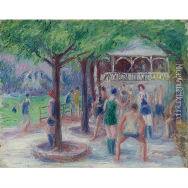 Bathers At Play (study #2) Oil Painting - William Glackens