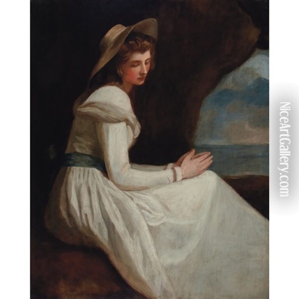 Portrait Of Lady Hamilton As Ariadne Oil Painting - George Romney