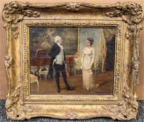A Gentleman And A Lady Oil Painting - Albert Ludovici
