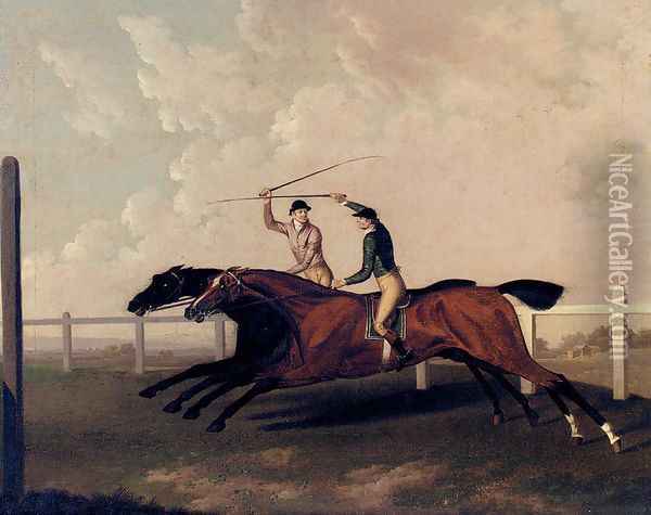 The Match Race At Epsom Between Little Driver And Aaron, May 16, 1754 Oil Painting - Charles Towne