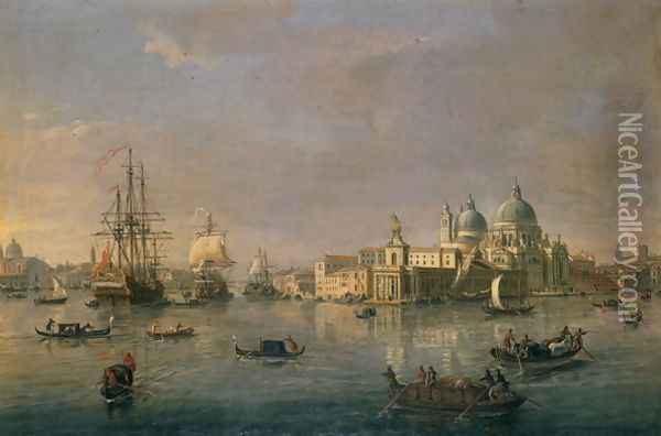 The Bay toward the Grand Canal and the Giudecca in Venice Oil Painting - Caspar Andriaans Van Wittel
