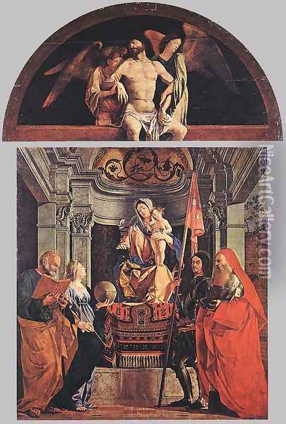 Madonna and Child with Sts Peter, Christine, Liberale, and Jerome Oil Painting - Lorenzo Lotto
