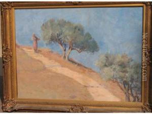 Paysanne Dans Les Oliviers Oil Painting - Frederic Montenard