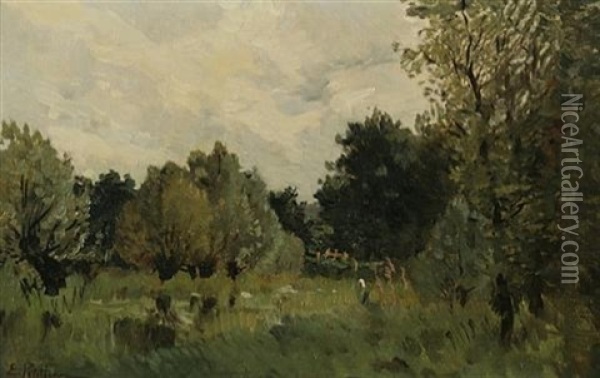 Orchard Oil Painting - Edmond Marie Petitjean