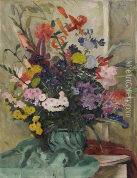 Stillleben Mit Sommerblumen Oil Painting - Otto Gussmann