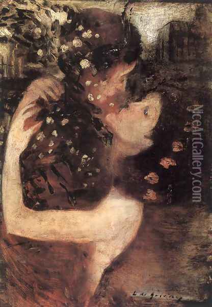 Ecstasy c. 1908 Oil Painting - Lajos Gulacsy