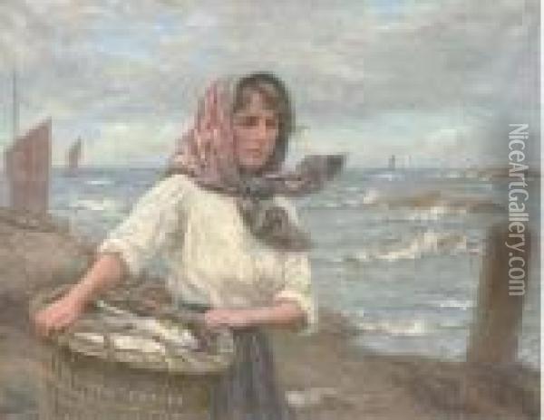 A Fishwife Oil Painting - John Mcghie