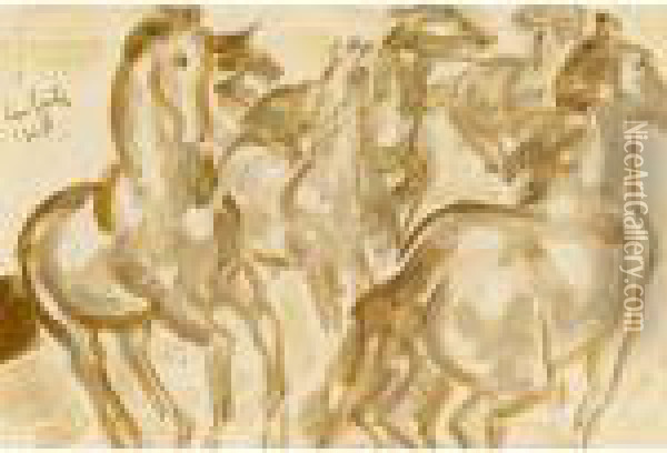 Horses Oil Painting - Leo Gestel