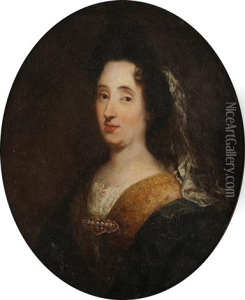 Portrait De Dame A La Broche Oil Painting - Pierre Mignard the Elder