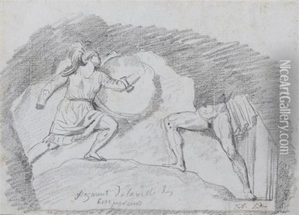 Une Amazone Et Un Guerrier Oil Painting - Jacques Louis David