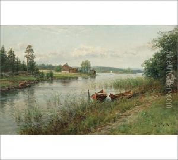Summer Landscape Oil Painting - Berndt Adolf Lindholm