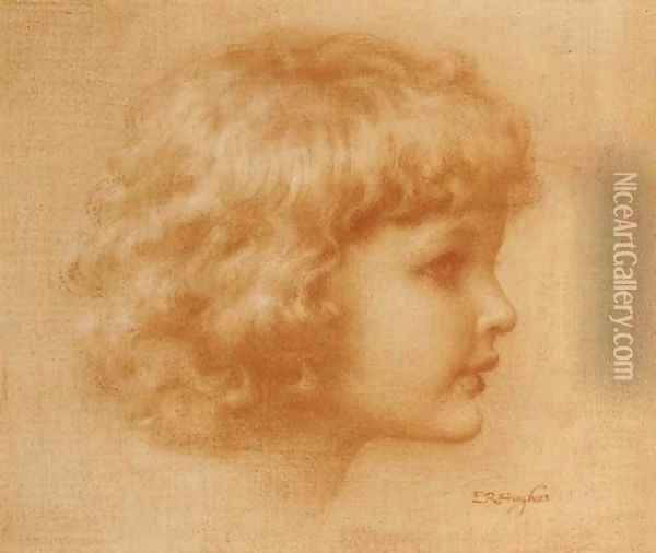 Head of a child Oil Painting - Edward Robert Hughes