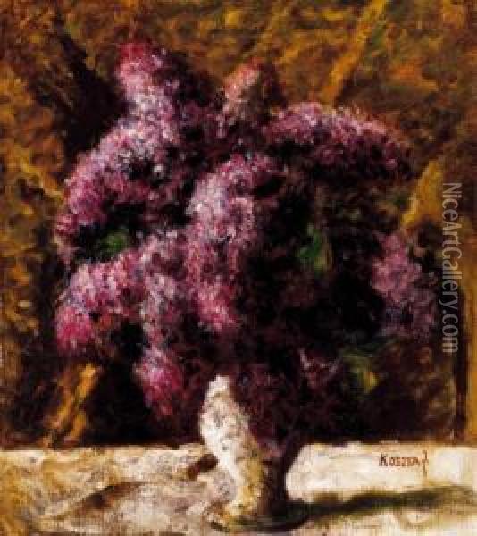 Purple Lilacs Oil Painting - Jozsef Koszta