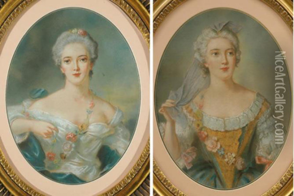 Duchesse D'orleans And Madame Sophie Oil Painting - Jean-Marc Nattier