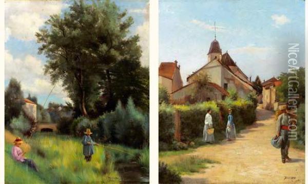Scenes Villageoises Et Champetres Oil Painting - Auguste Joseph Delecluse