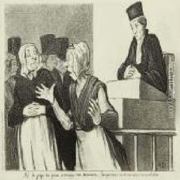 Monsieur Le Jue De Paix A Rendu Sa Decision, Les Parties Sont Censees Conciliees Oil Painting - Honore Daumier
