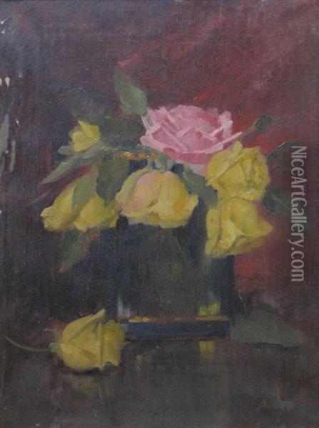 Trandafiri Oil Painting - Nicolae Angelescu