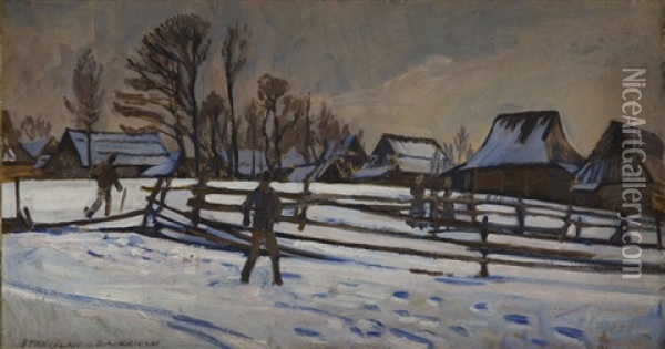 Winter In Podhale Oil Painting - Stanislaw Czajkowski