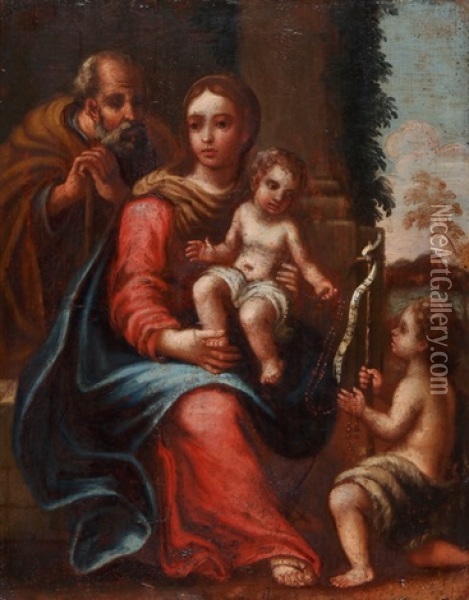 Hl. Familie Mit Johannesknaben Oil Painting - Girolamo Genga