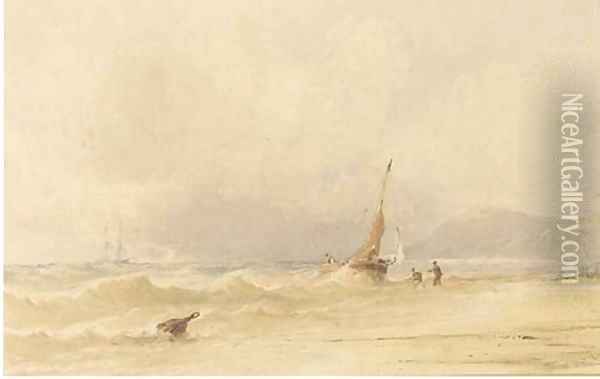 Sussex coast Oil Painting - Anthony Vandyke Copley Fielding