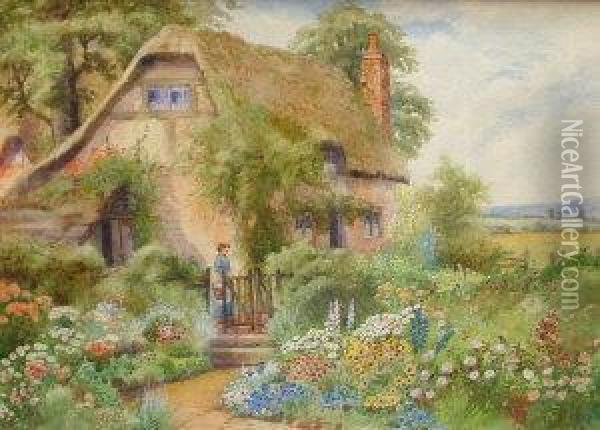Cottagegarden In Full Bloom Oil Painting - Arthur Stanley Wilkinson