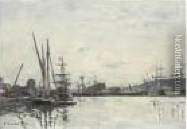 Deauville. Le Bassin Oil Painting - Eugene Boudin