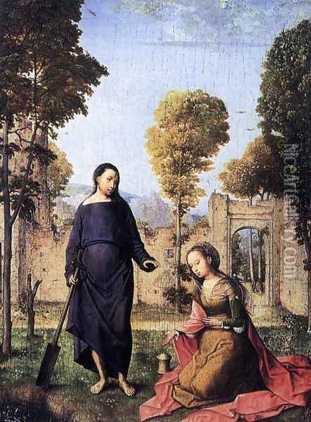 Christ Appearing To Mary Magdalen Oil Painting - Juan De Flandes