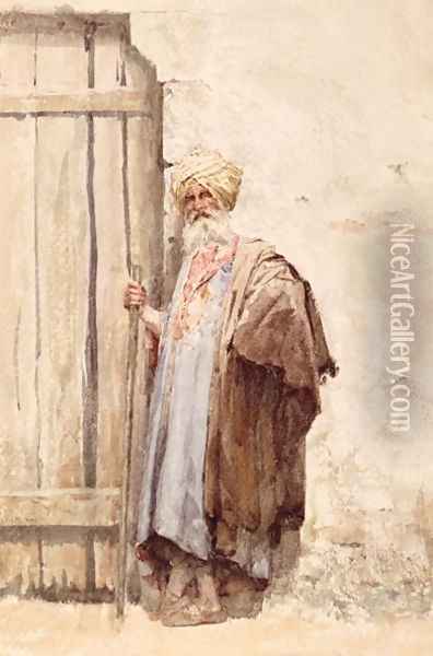 An arab by a doorway Oil Painting - Giuseppe de Nittis