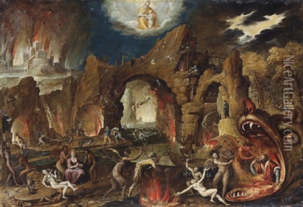 The Harrowing Of Hell Oil Painting - Jakob Isaacsz Swanenburgh