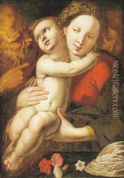 La Sacra Famiglia Oil Painting - Giulio Cesare Procaccini